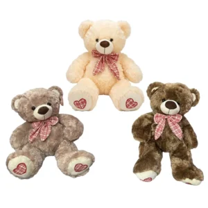 OSO DE PELUCHE CON MOÑO ROJO RAYAS 3 TAMAÑOS SMV2555 3 COLORES