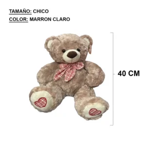 OSO DE PELUCHE CON MOÑO ROJO RAYAS 3 TAMAÑOS SMV2555 - CHICO ZJA00437 MARRON CLARO