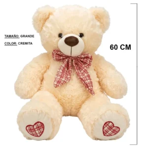 OSO DE PELUCHE CON MOÑO ROJO RAYAS 3 TAMAÑOS SMV2555 - GRANDE ZJA00438 CREMITA