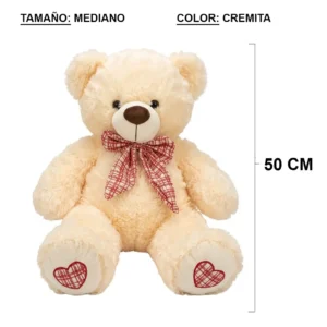OSO DE PELUCHE CON MOÑO ROJO RAYAS 3 TAMAÑOS SMV2555 - MEDIANO ZJA00438 CREMITA