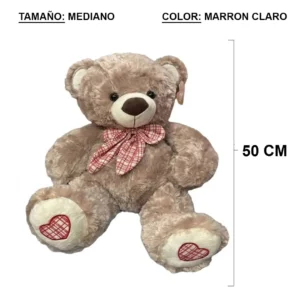 OSO DE PELUCHE CON MOÑO ROJO RAYAS 3 TAMAÑOS SMV2555 - MEDIANO ZJA00438 MARRON CLARO